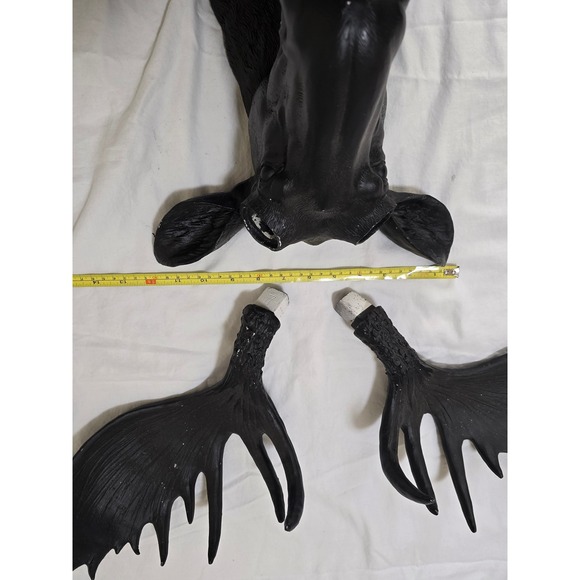 Fun Black Faux Moose Antlers Head Wall Mount Decor Rustic Lodge Cabin Cool Art - Picture 9 of 16